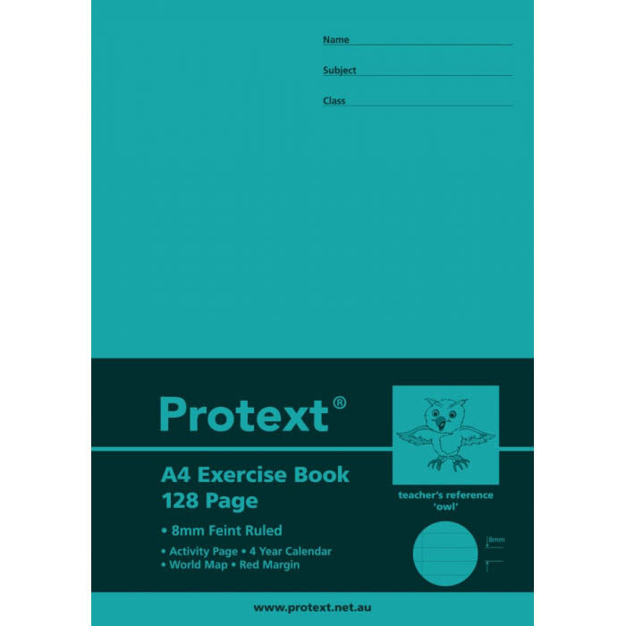 Protext A4 Exercise Book - 8mm Ruled (Owl) 128PG