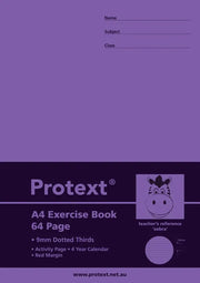 Protext A4 Exercise Book - 9mm Dotted Thirds (Zebra) 64PG
