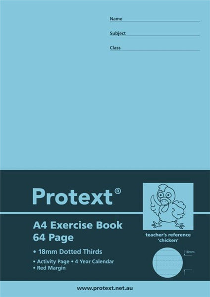 Protext A4 Exercise Book - 18mm Dotted Thirds (Chicken) 64PG