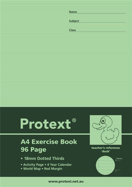Protext A4 Exercise Book - 18mm Dotted Thirds (Duck) 96PG