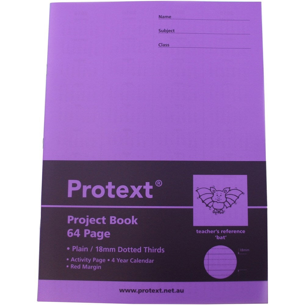 Protext 330x240mm Project Book - Plain/ 18mm Dotted Thirds (Bat) 64PG
