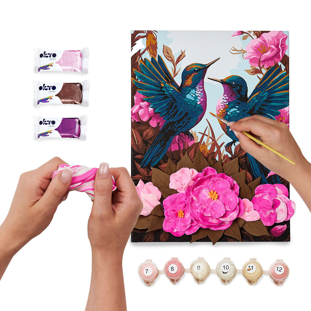 Okto 3D Modelling & Painting Kit 30x40cm: Hummingbirds in Love