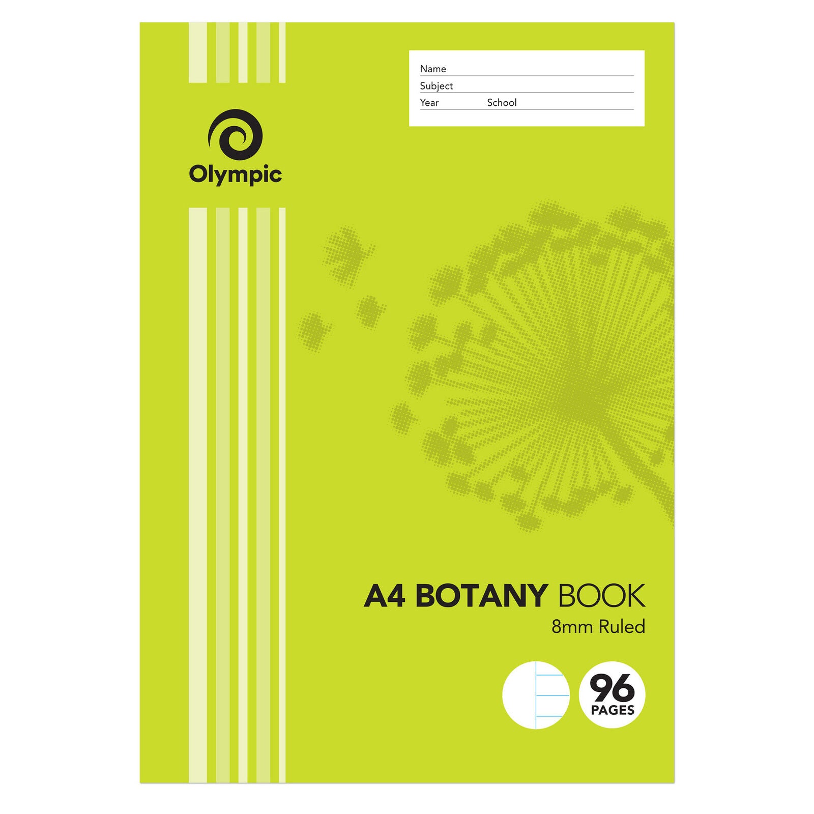 Olympic Botany Book - A4 8mm Ruled: 96pg (Pack of 10)