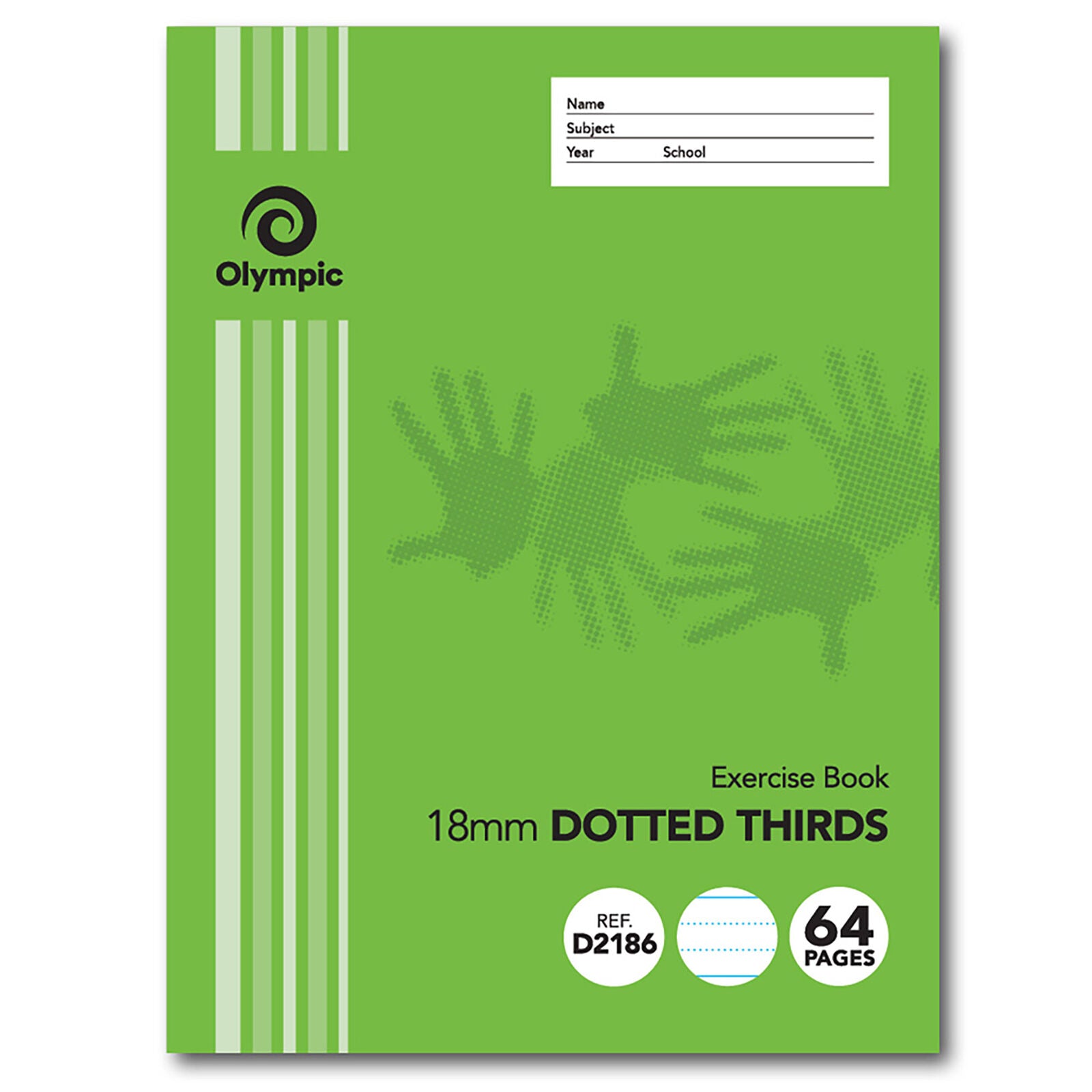 Olympic Exercise Book Stripe: 64pg 18mm Dotted-Thirds (Pack of 20)