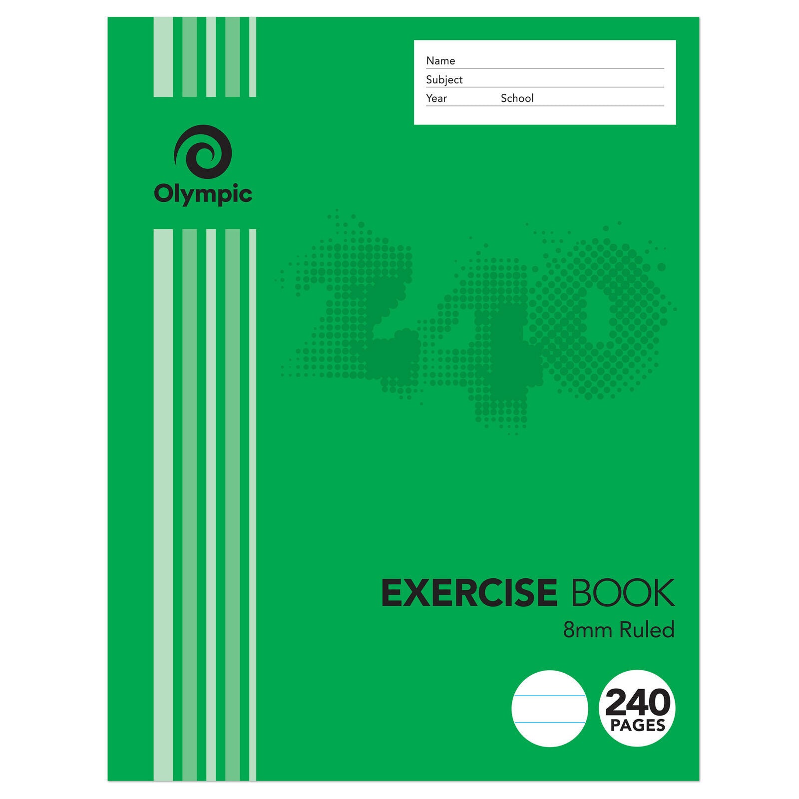 Olympic Exercise Book - 225x175mm 8mm Ruled: 240pg (Single)