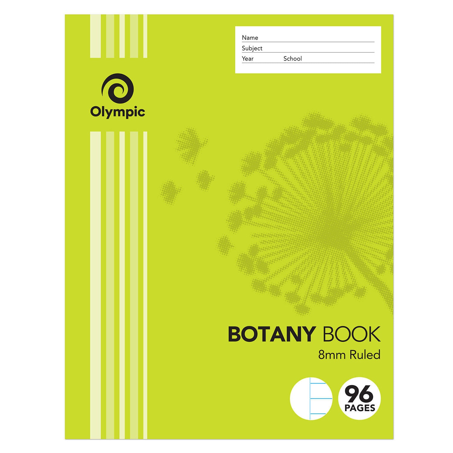 Olympic Botany Book - 225x175mm 8mm Ruled: 96pg (Single)
