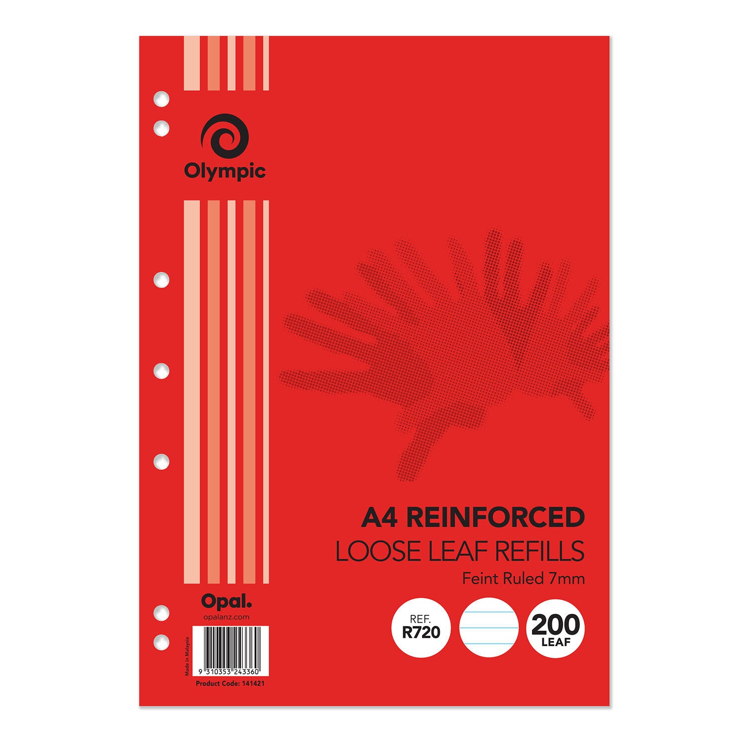 Olympic Loose Leaf Reinforced Refills - A4 Ruled 7mm (200 Leaf)