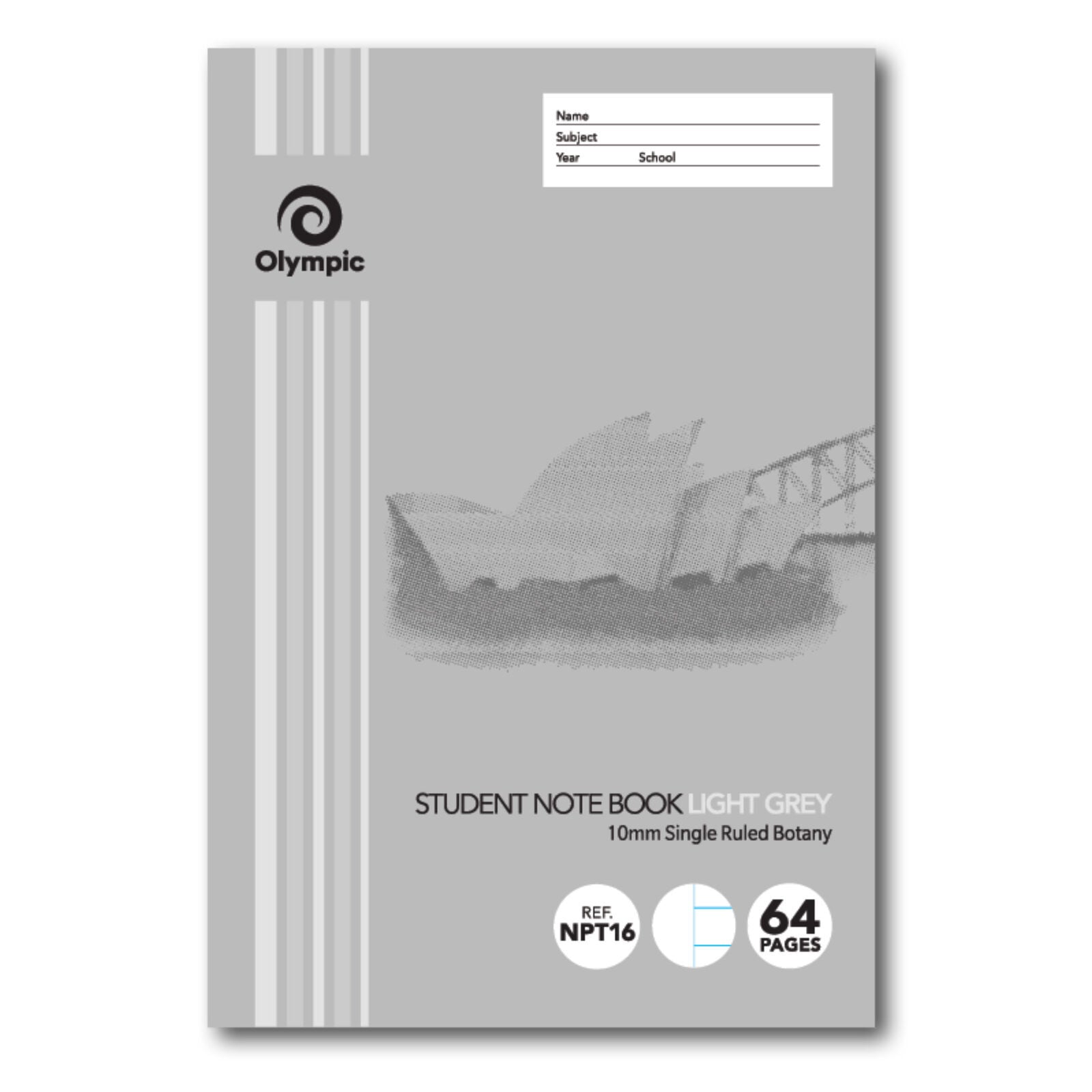 Olympic Exercise Book - NSW Student Book 250x175mm: 64pg 10mm Botany Light Grey (Single)