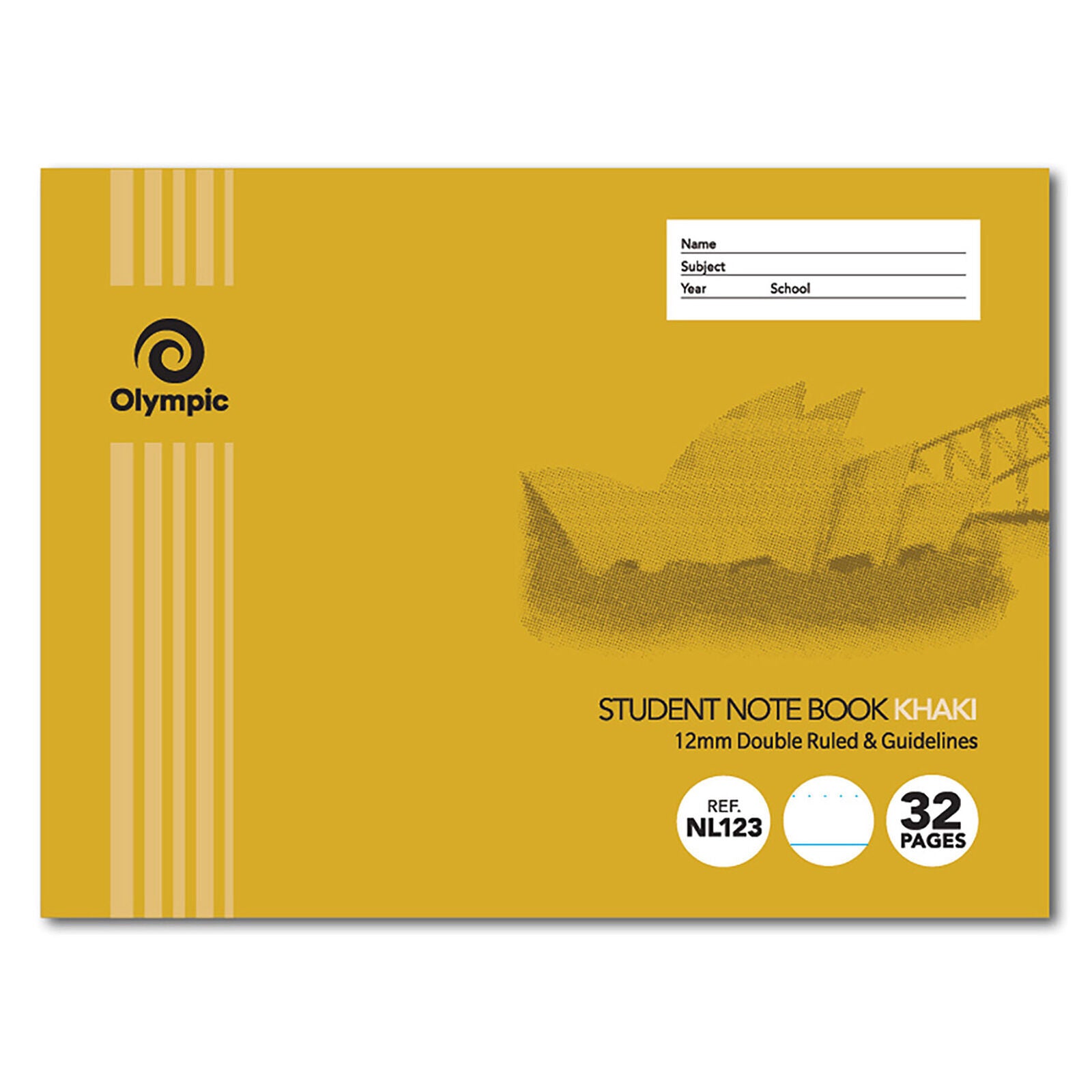 Olympic Exercise Book - NSW Student Book 175x240mm: 32pg 12mm Double-Ruled Khaki (Single)