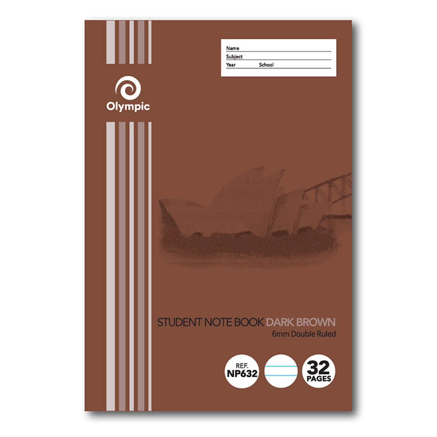 Olympic Exercise Book - NSW Student Book 250x175mm: 32pg 6mm Double-Ruled Dark Brown (Single)
