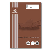 Olympic Exercise Book - NSW Student Book 250x175mm: 32pg 6mm Double-Ruled Dark Brown (Pack of 20)