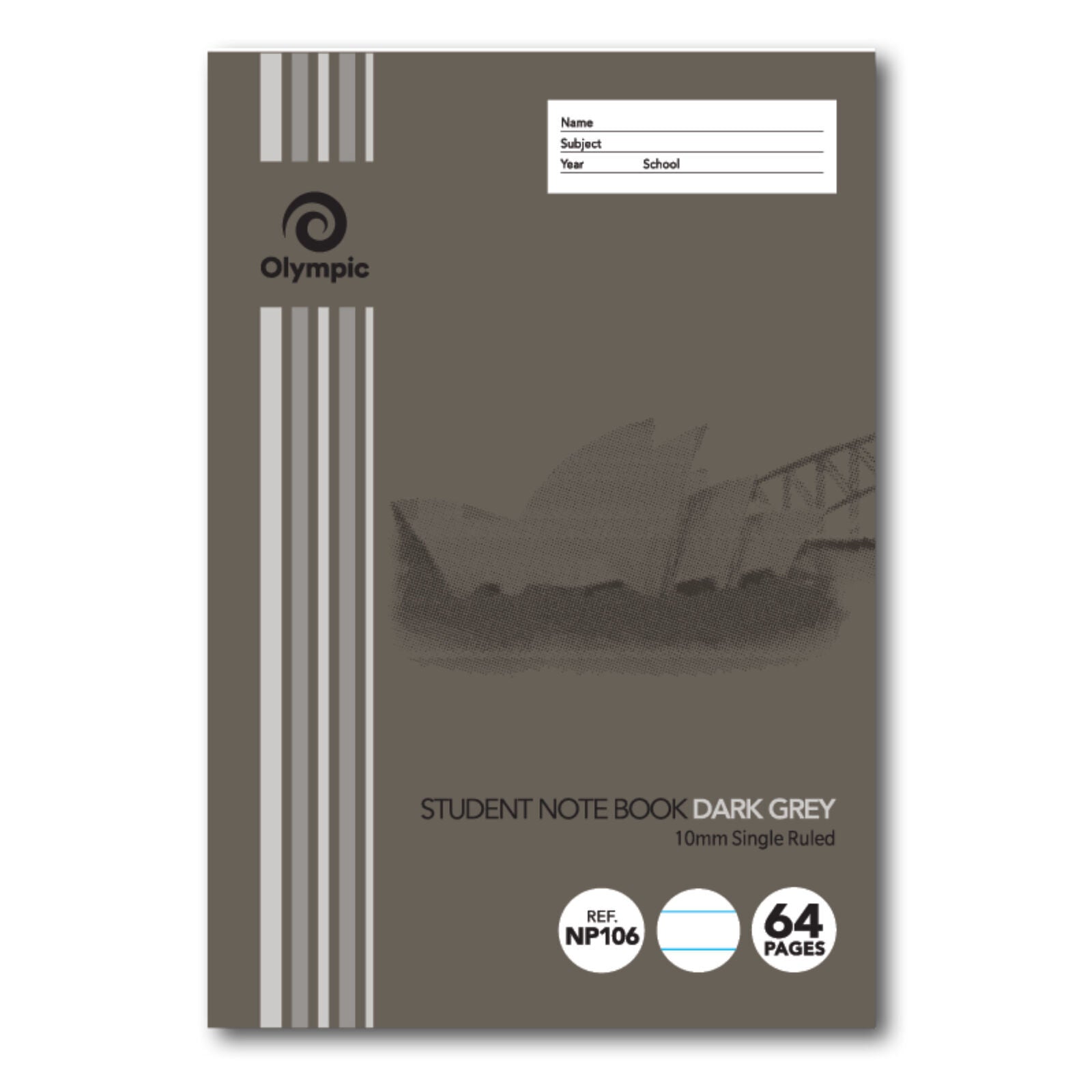 Olympic Exercise Book - NSW Student Book 250x175mm: 64pg 10mm Dark Grey (Single)