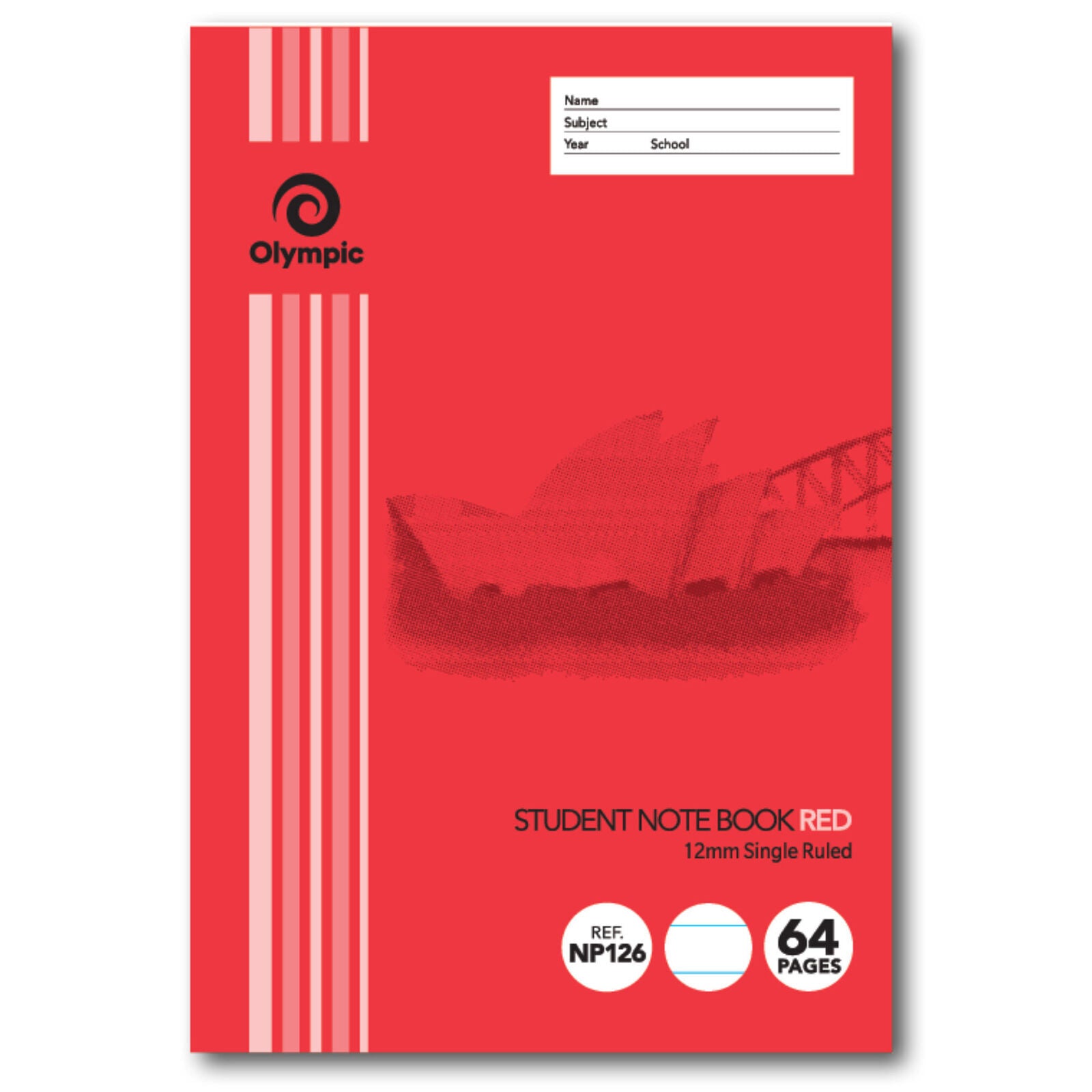 Olympic Notepad - (250x175mm) 12mm NSW Red 64pg (Single)