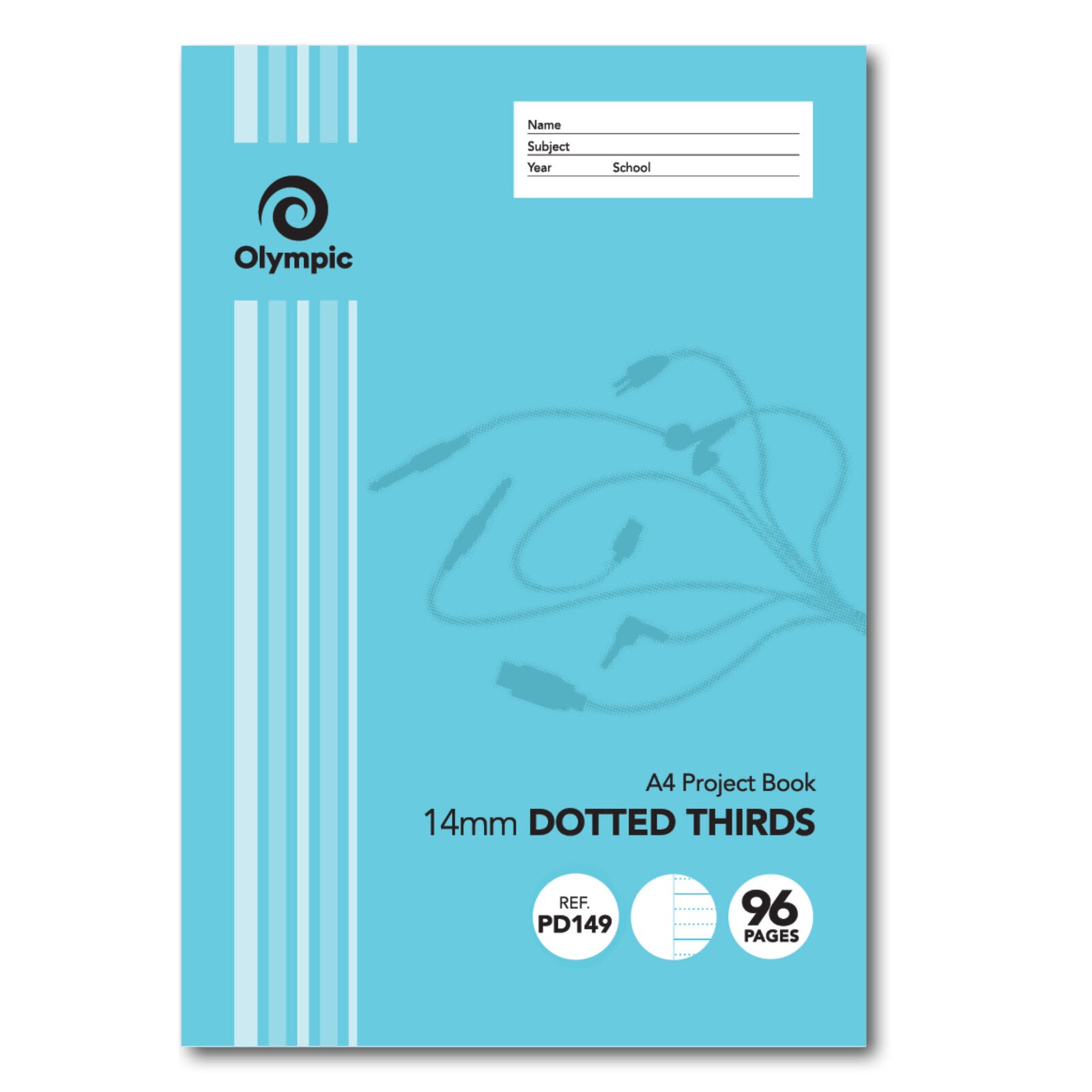 Olympic Project Book - A4 14mm Dotted Third: 96pg (Pack of 10)