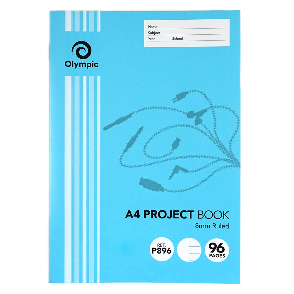 Olympic Project Book - A4 8mm Ruled/Blank: 96pg (Pack of 10)