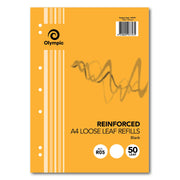 Olympic Loose Leaf Reinforced Refills - A4 Plain (50 Leaf)