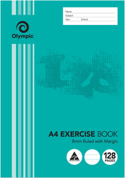 Olympic Exercise Book (A4) - 8mm Ruled: 128 Pages (Single)