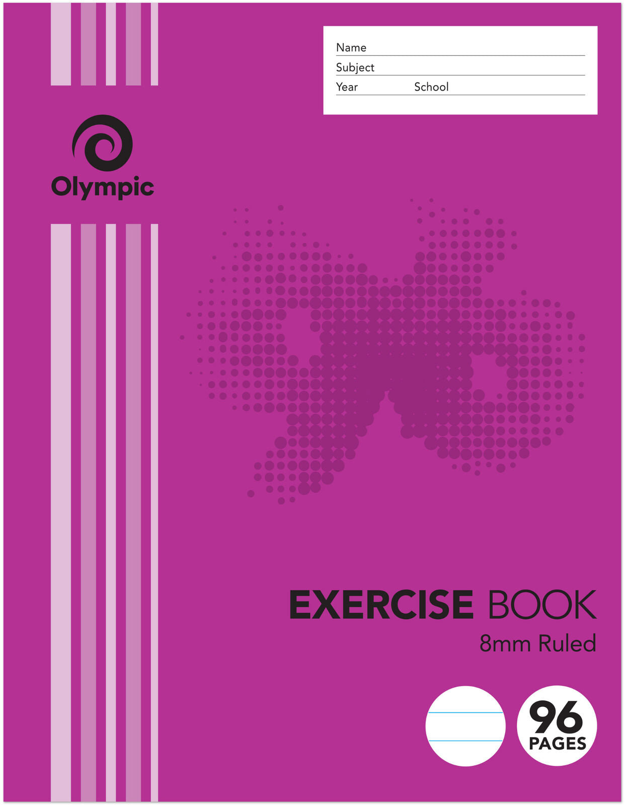 Olympic Exercise Book (225x175mm) - 8mm Ruled: 96 Pages (Pack of 10)