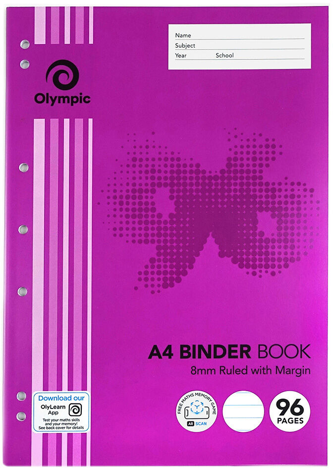 Olympic Binder Book (A4) - 8mm Ruled: 96 Pages (Pack of 10)