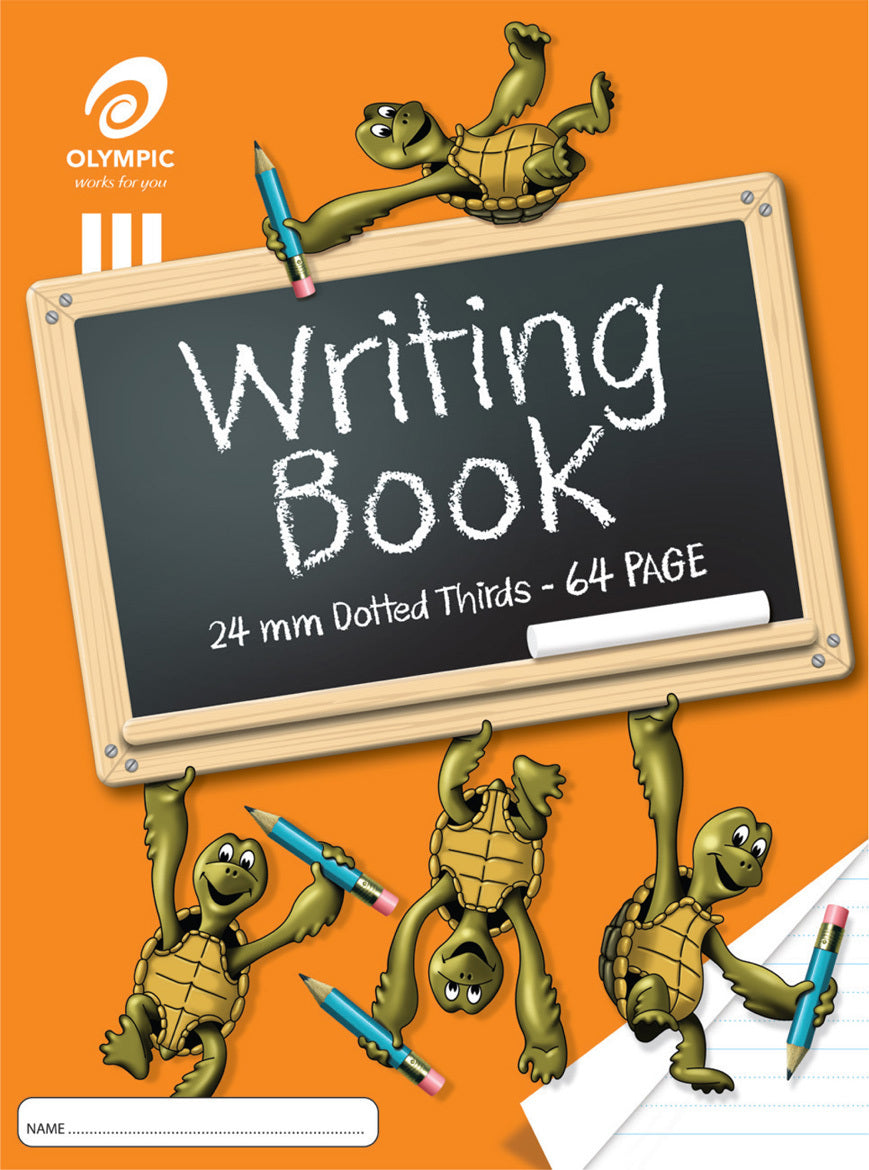 Olympic Writing Book (Turtle) - 335x240mm, 24mm Dotted Thirds: 64 Pages (Pack of 20)