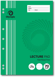 Olympic Lecture Pad (A4) - 7mm Ruled, 7 Hole: 70 Leaf (Pack of 10)