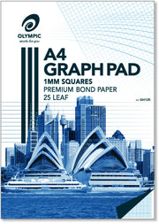 Olympic Graph Pad (A4) - 1mm Top Padded, 7 Holes: 25 Leaf (Pack of 5)