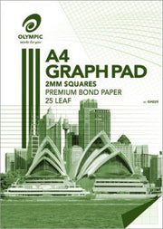 Olympic Graph Pad (A4) - 2mm Top Padded, 7 Holes: 25 Leaf (Pack of 5)
