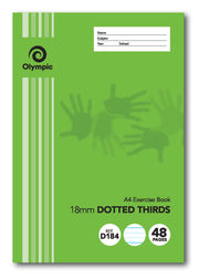 Exercise Book Olympic A4 48 Page 18mm Dotted Thirds (Single)