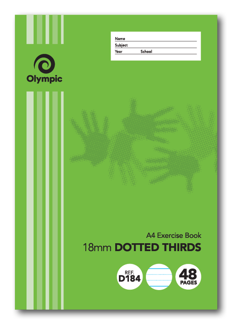 Exercise Book Olympic A4 48 Page 18mm Dotted Thirds (Single)