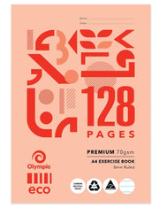Olympic Eco Exercise Book A4 - 8mm Ruled: 128PG (Single)