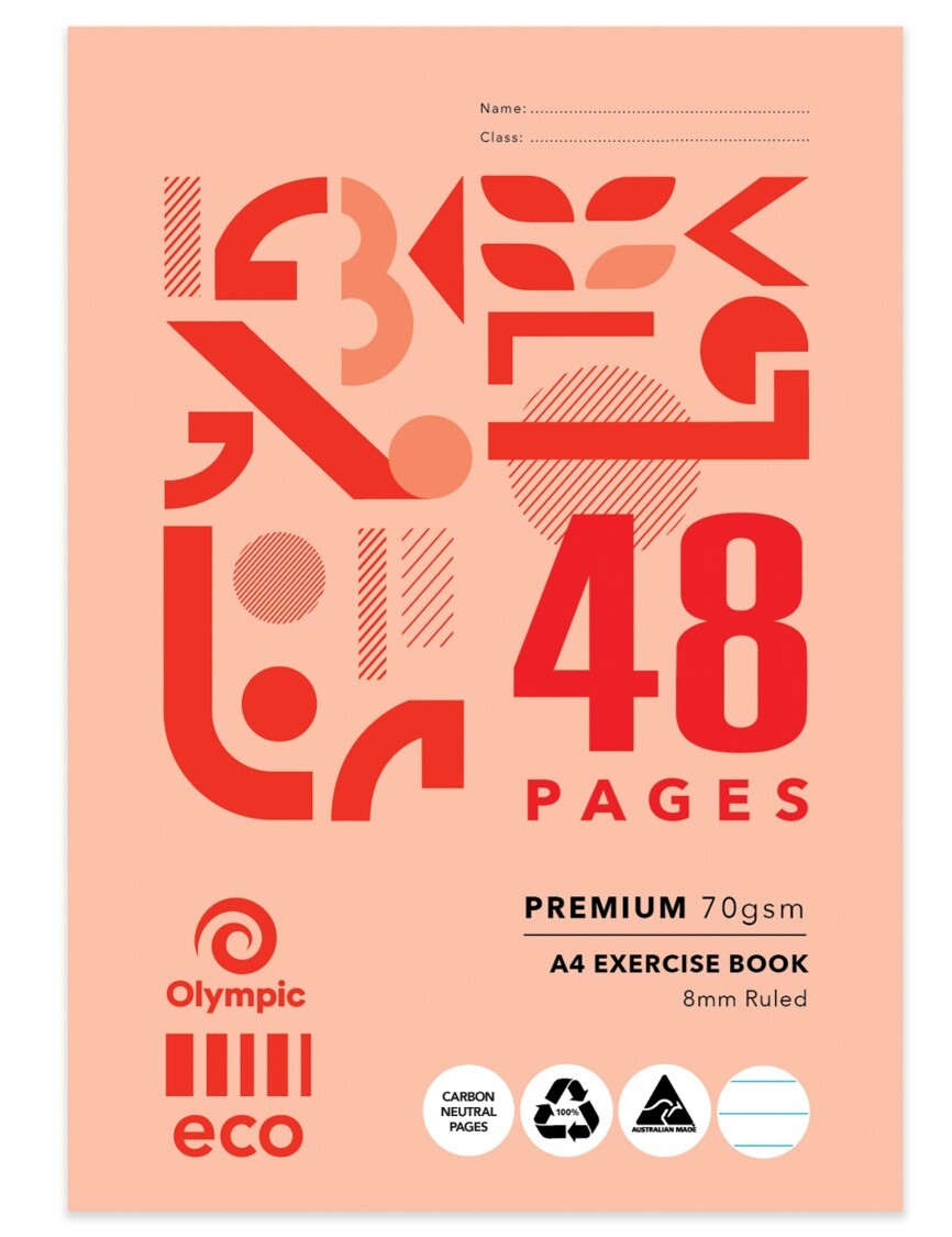Olympic Eco Exercise Book A4 - 8mm Ruled: 48PG (Pack of 20)