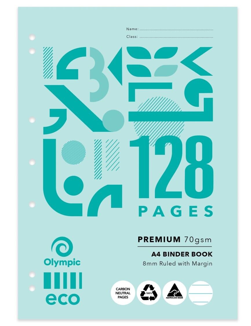 Olympic Eco Binder Book - A4 8mm Ruled 128PG (Single)