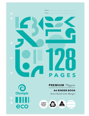 Olympic Eco Binder Book - A4 8mm Ruled 128PG (Pack of 10)