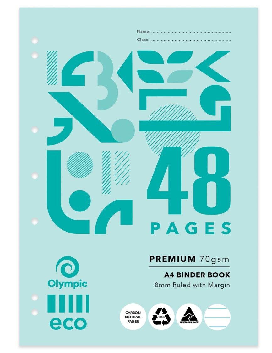 Olympic Eco Binder Book - A4 8mm Ruled 64PG (Single)