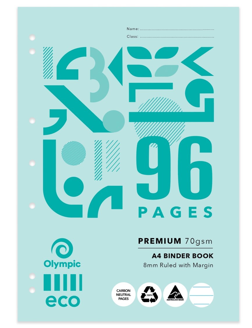 Olympic Eco Binder Book - A4 8mm Ruled 96PG (Pack of 20)