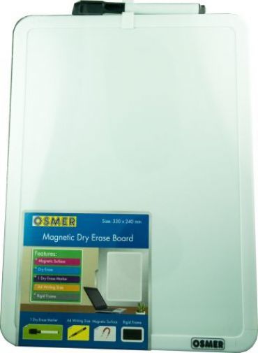 Osmer Whiteboard - A4 Writing Surface inc. Black Marker