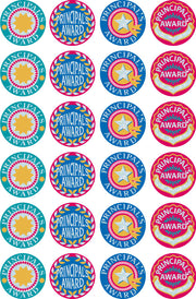 Principal's Award (29mm) - Silver Glitz on Gold Foil Stickers