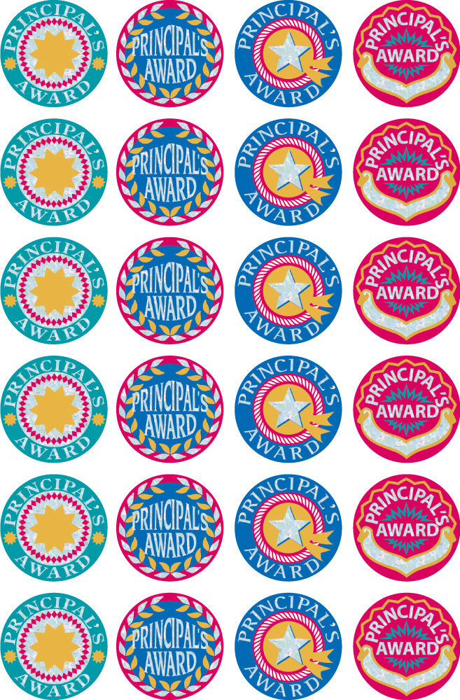 Principal's Award (29mm) - Silver Glitz on Gold Foil Stickers