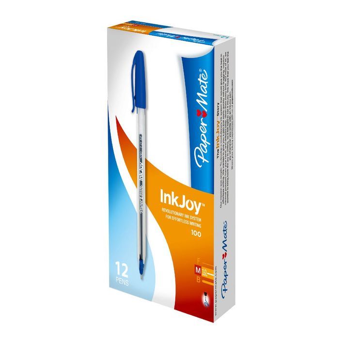 Papermate Inkjoy Pen - 100ST (1.0mm): Clear Blue (Box of 12)