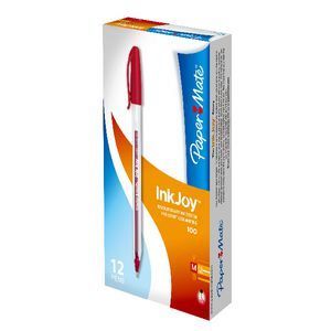 Papermate Inkjoy Pen - 100ST (1.0mm): Clear Red (Box of 12)