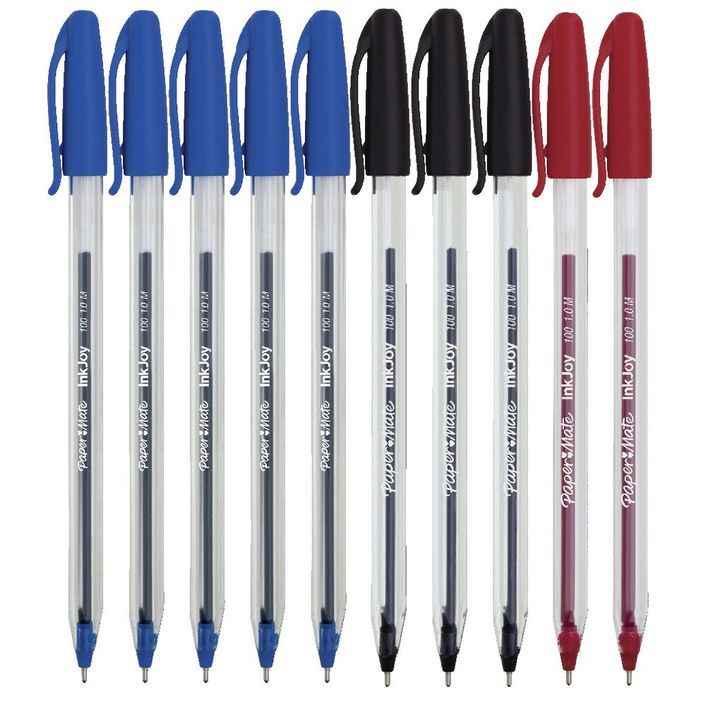 Papermate Inkjoy Pen - 100 (1.00mm): Clear Assorted - Pack of 10