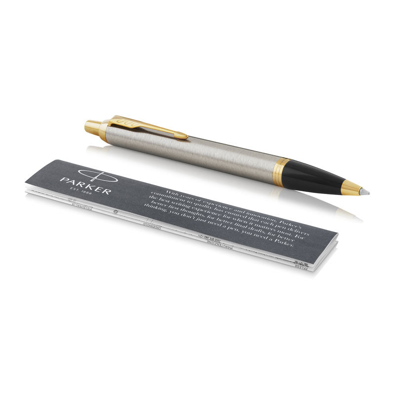 Parker IM Ballpoint Pen - Brushed Metal with Medium Tip, Blue Ink