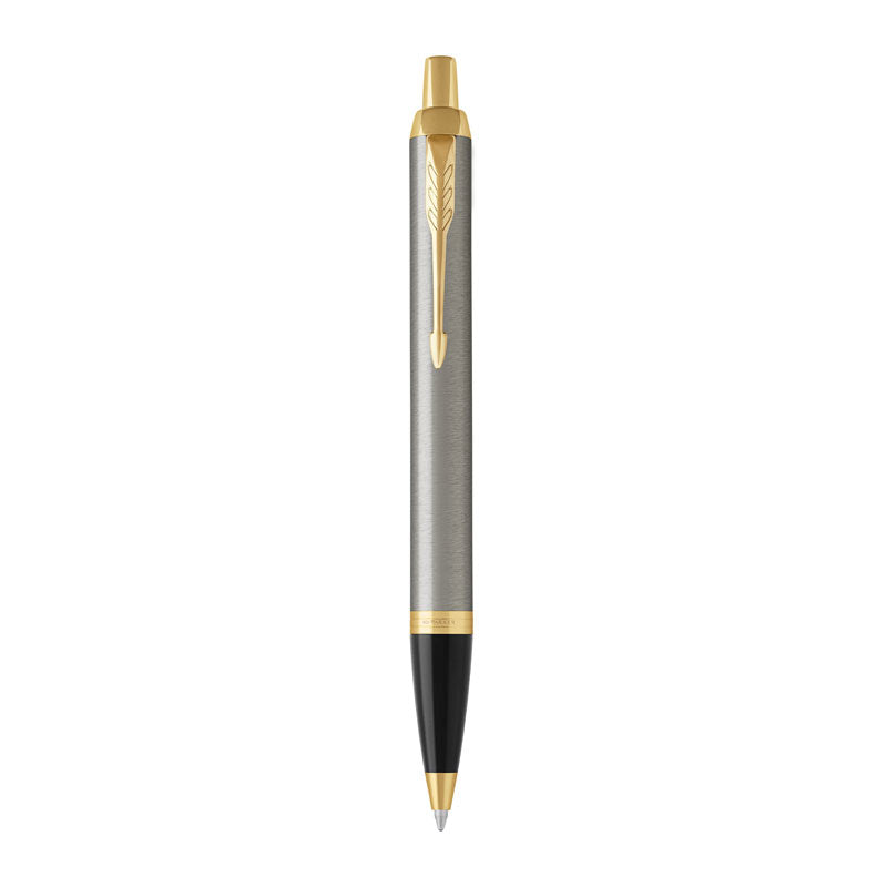 Parker IM Ballpoint Pen - Brushed Metal with Medium Tip, Blue Ink