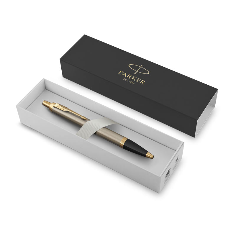 Parker IM Ballpoint Pen - Brushed Metal with Medium Tip, Blue Ink