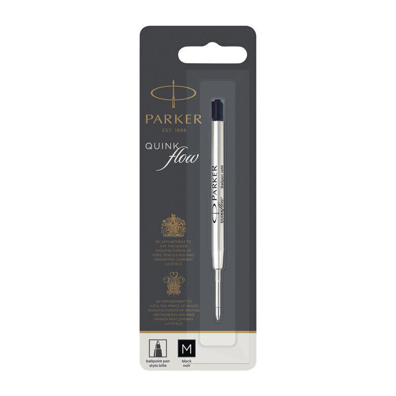 Parker Quinkflow Ballpoint Pen Refill - Medium Tip, Black Ink