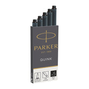 Parker Fountain Pen Refills - Long Cartridges, Black Ink (5 Refills)