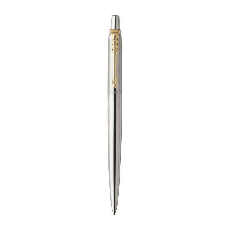 Parker Jotter Ballpoint Pen - Stainless Steel, Gold Trim with Medium Tip, Blue Ink
