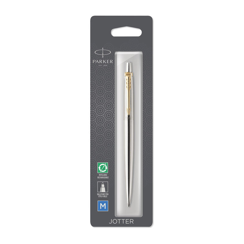 Parker Jotter Ballpoint Pen - Stainless Steel, Gold Trim