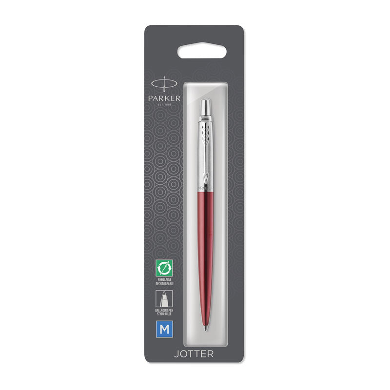 Parker Jotter Ballpoint Pen - Kensington Red, Chrome Trim
