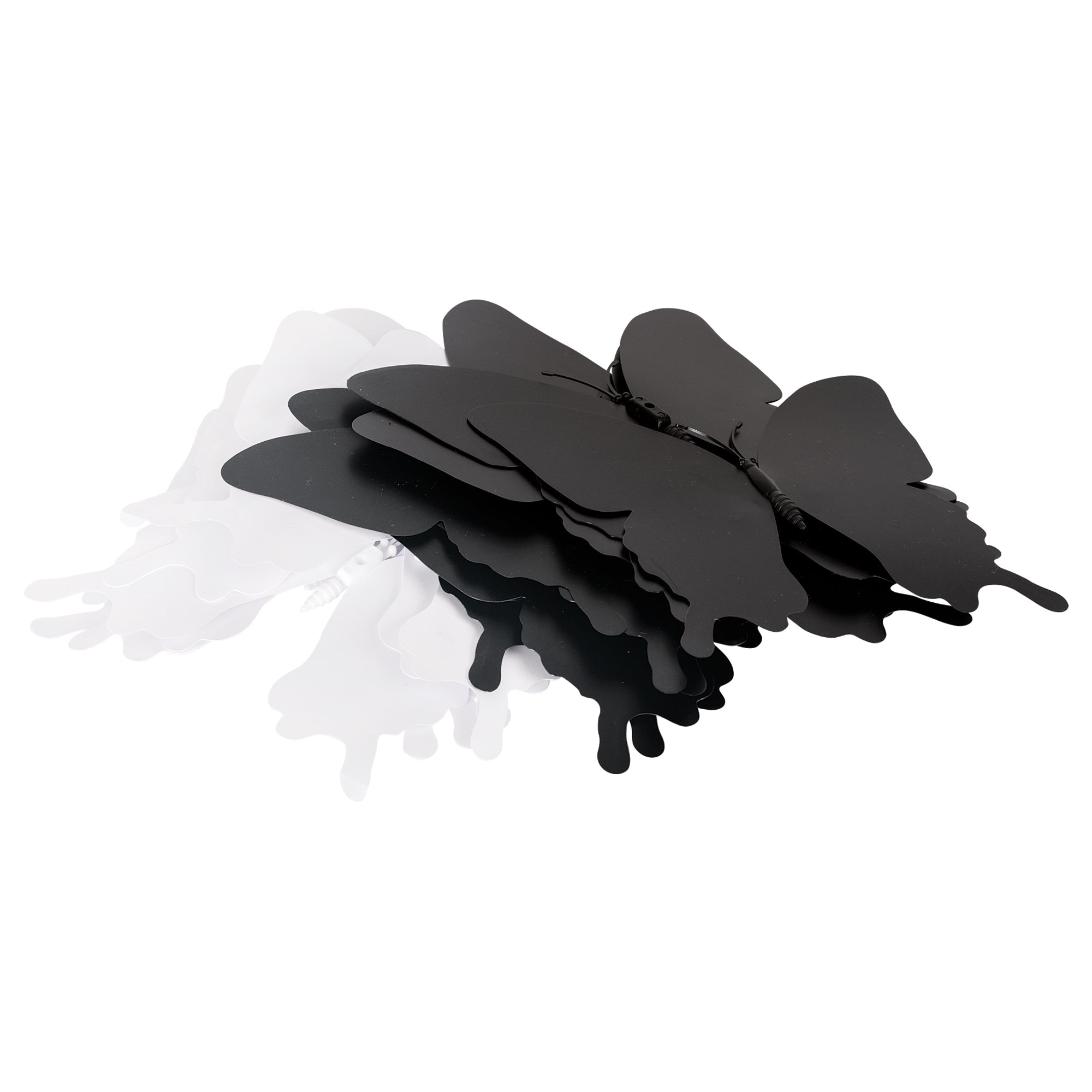 Plastic Butterflies Black & White 12cm - Pack of 20